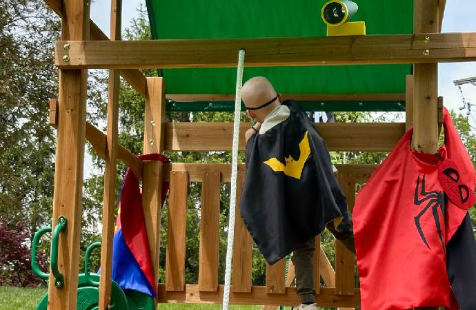 Roc Solid Playset Build with Volunteers and a Little Superhero