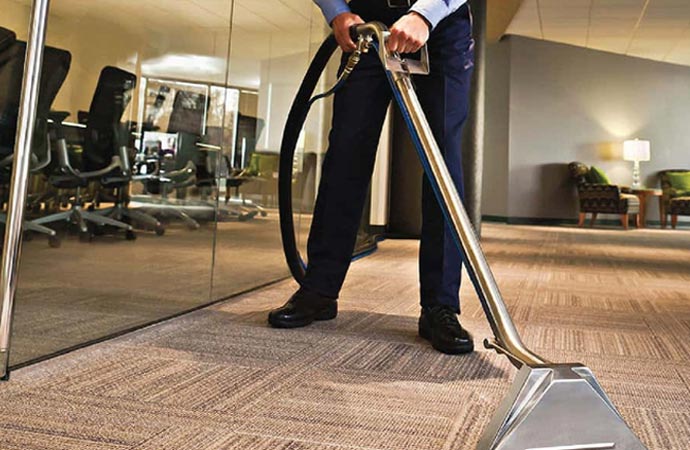 Commercial carpet cleaning with vacuum cleaner