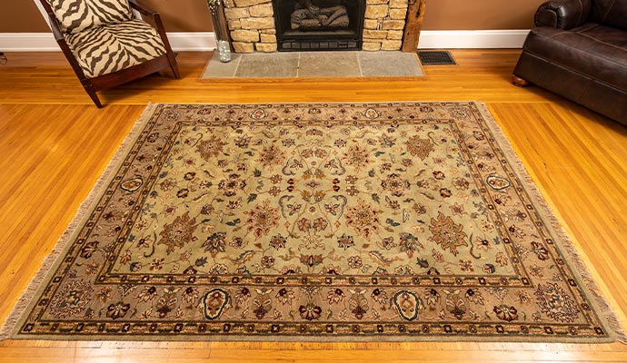 dirty rug on floor