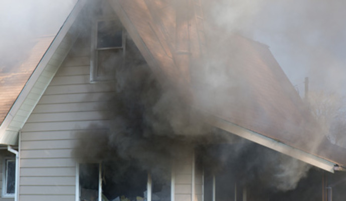 Fire damaged house