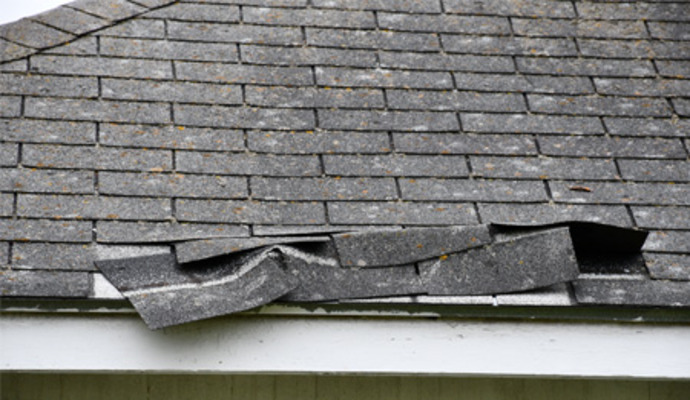 Storm damaged house